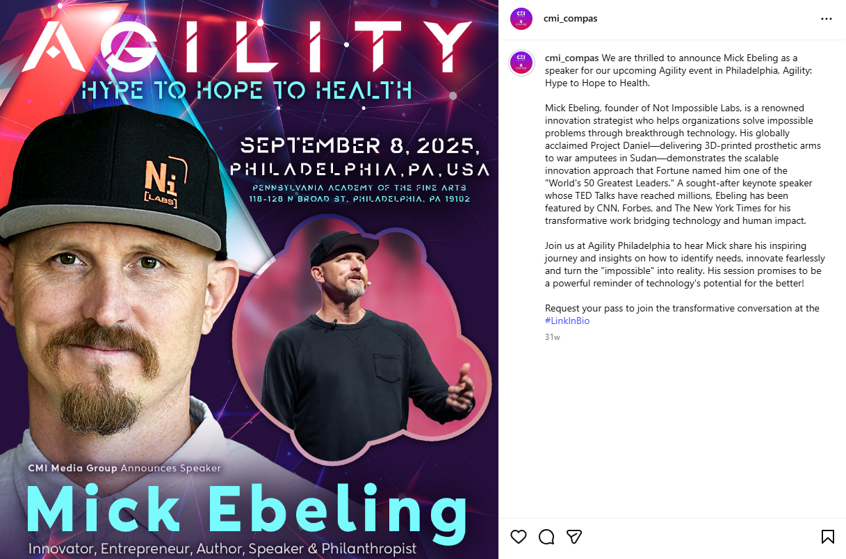 Mick Ebeling speaker announcement
